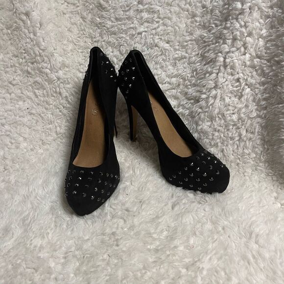 ALDO Michelino Synthetic suede Black studded  Platform  Heels EU R SZ41 US10.5 - Picture 1 of 10